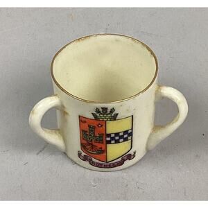 Florentine China Mini Mug/Shot Glass W/ 3 Handles- Made In England - 1.5”Hx1.5”D